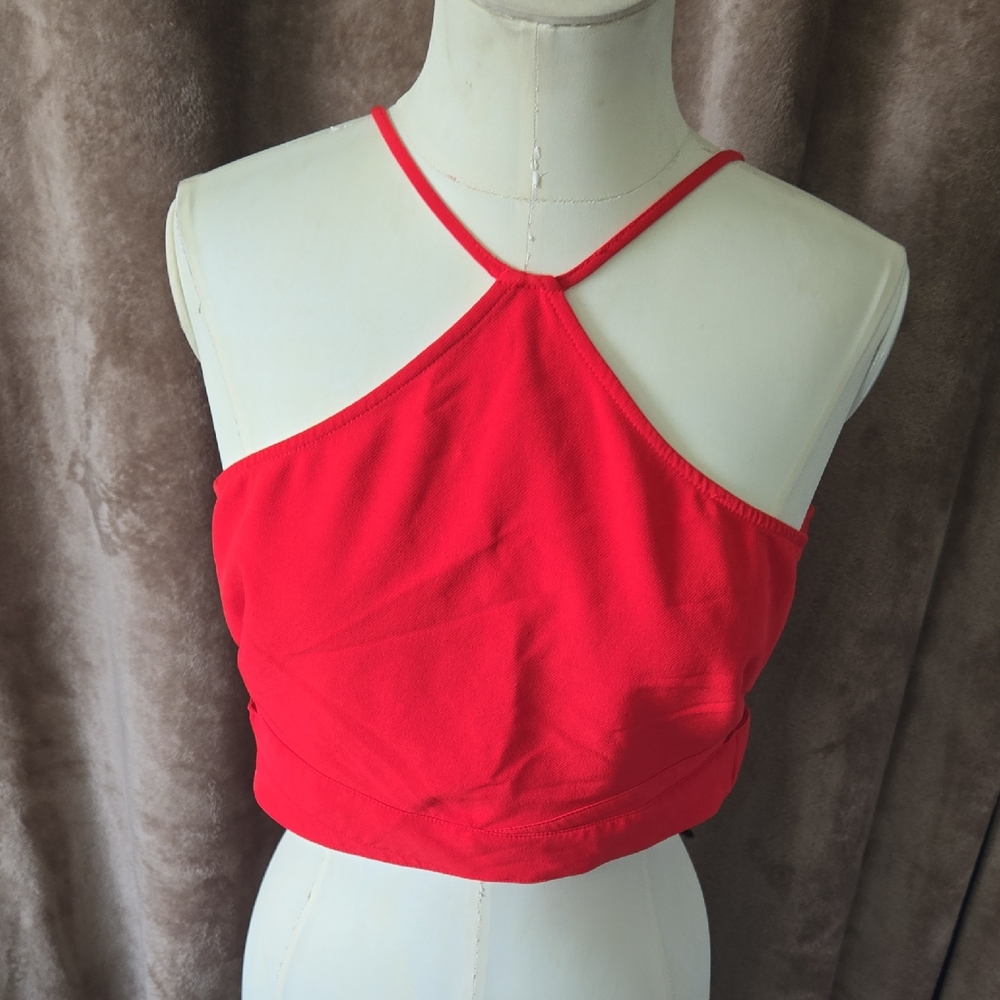 Leith Red Backless Crop‎ Tank Top